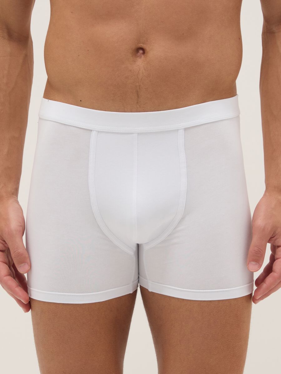 Twin Pack White Cotton Stretch Boxer Shorts Regular Fit_1