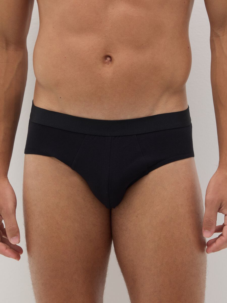 Black Cotton Regular Fit Briefs Set_1