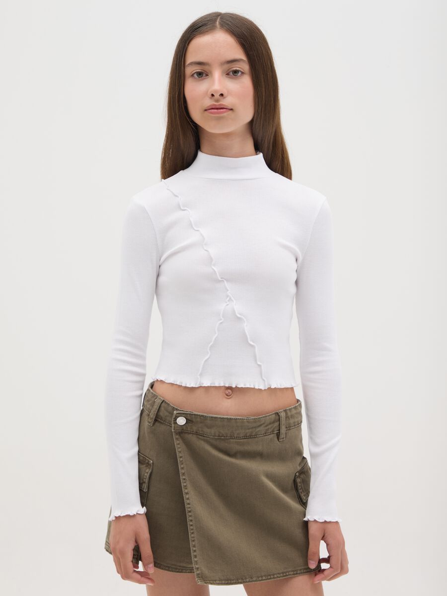 Ribbed T-shirt with high neck_0