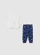 White and blue pyjamas with car print_1