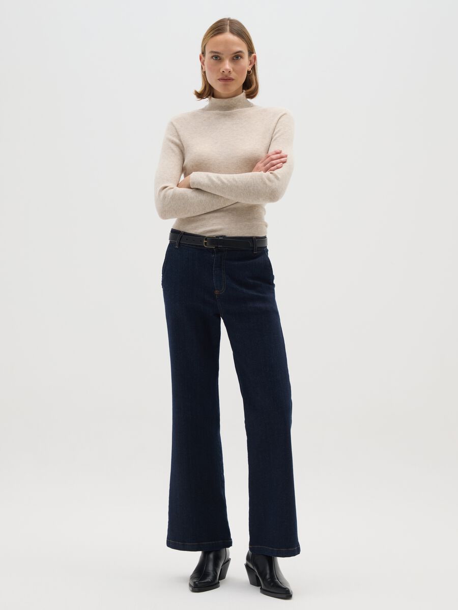 Dolcevita in misto cotone beige regular fit_1