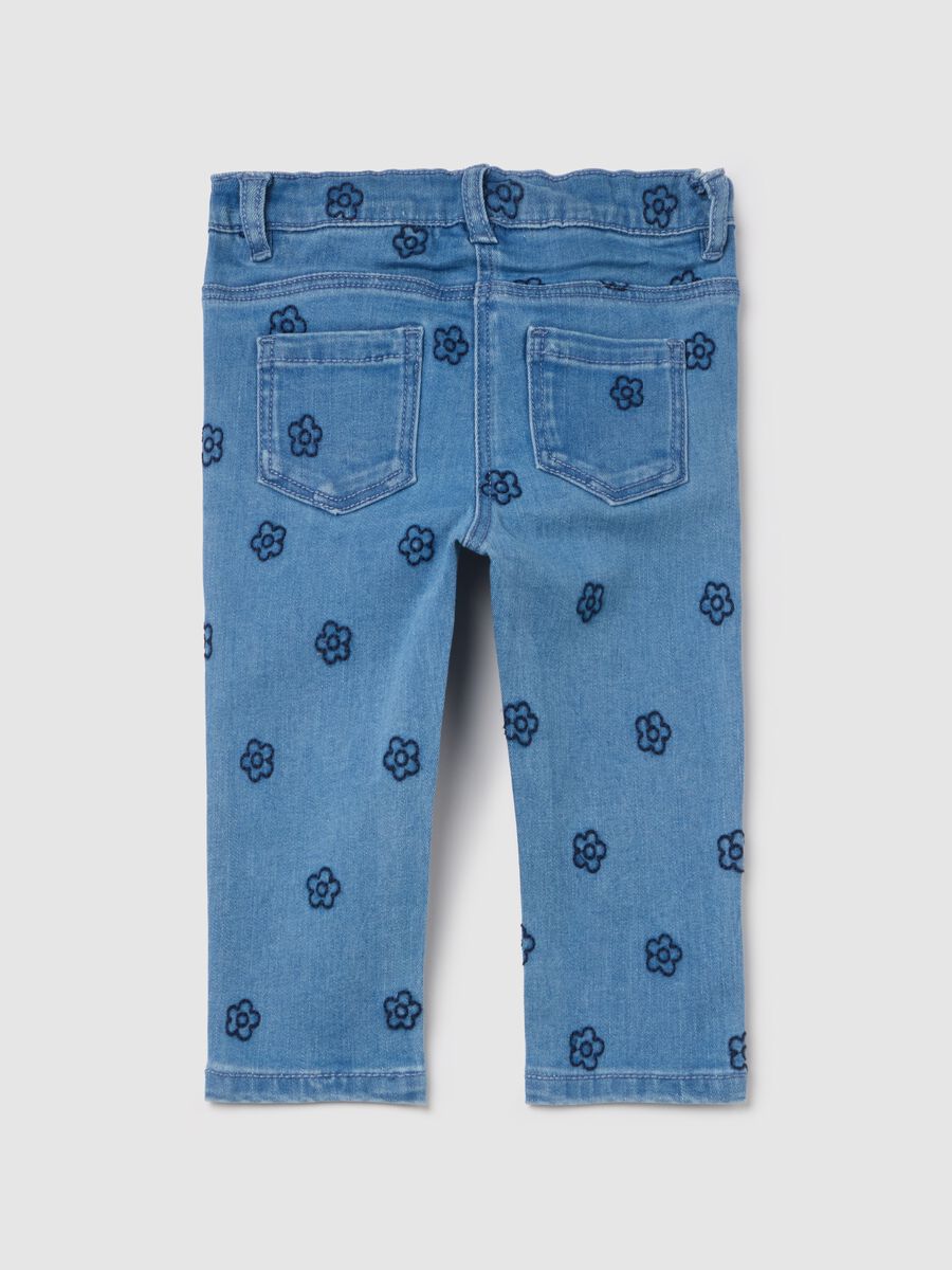 Five-pocket jeggings with embroidered flowers_1