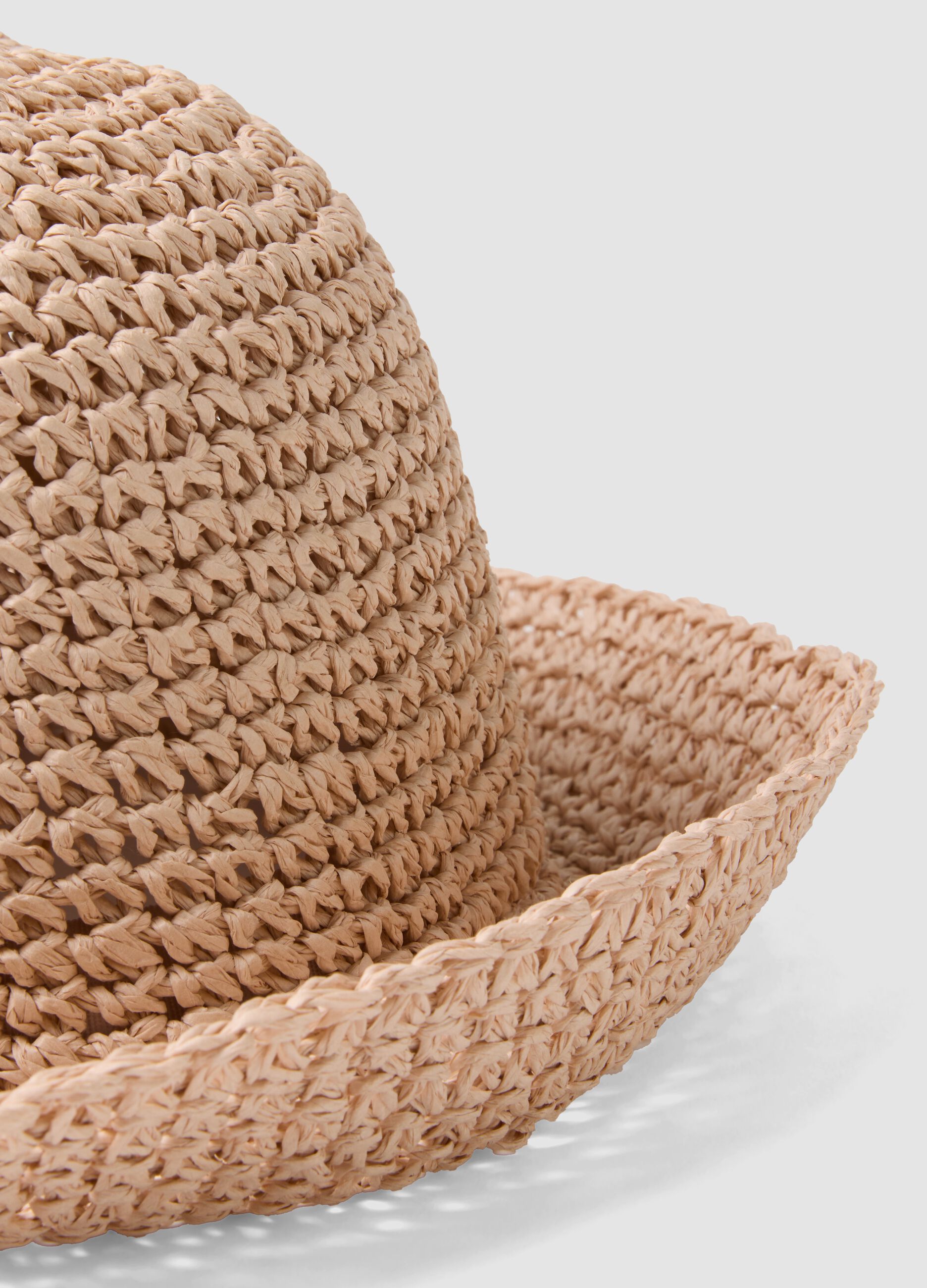 Beige bucket hat in pure paper fabric