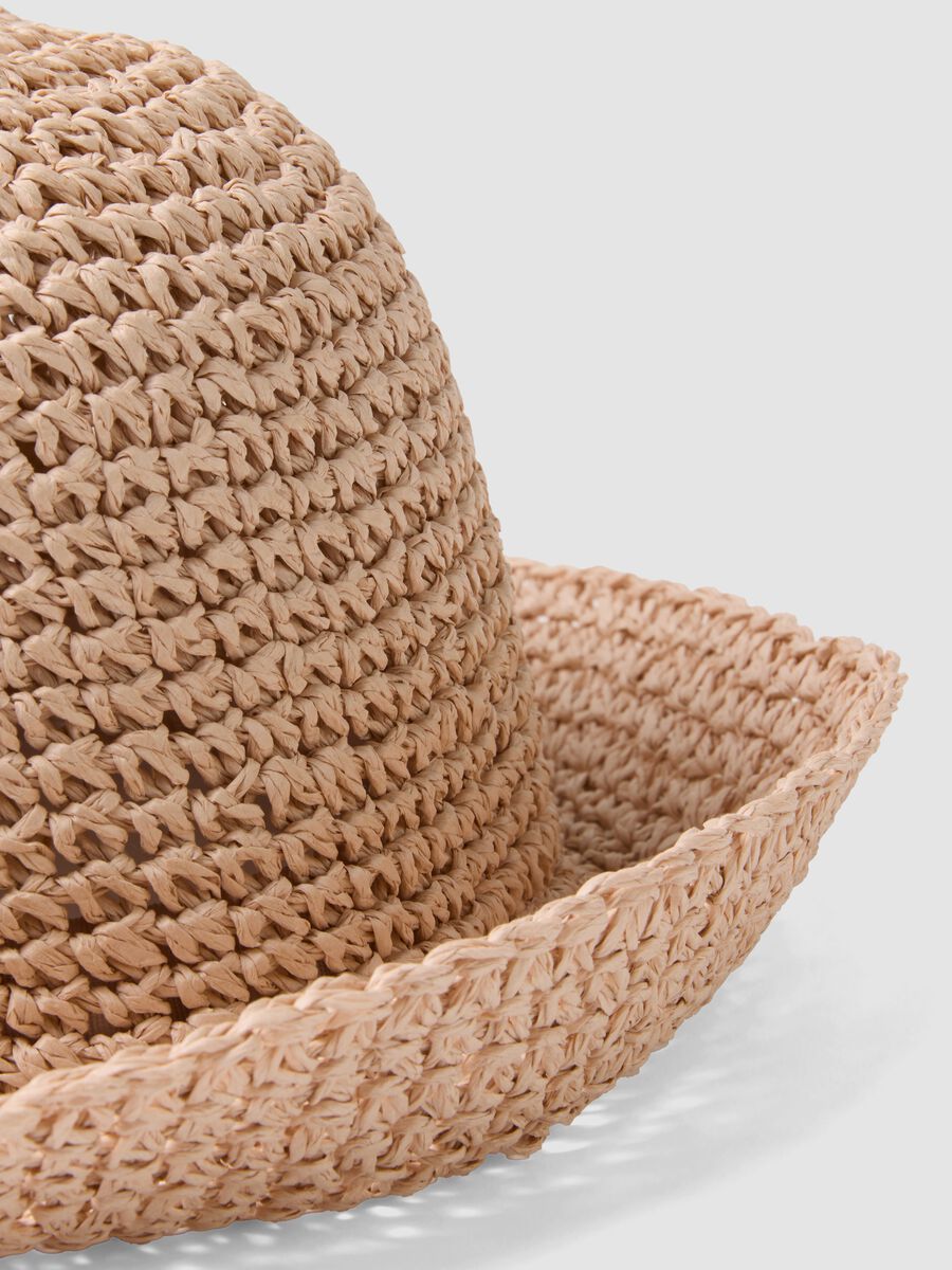 Cappello bucket beige in puro tessuto carta_2
