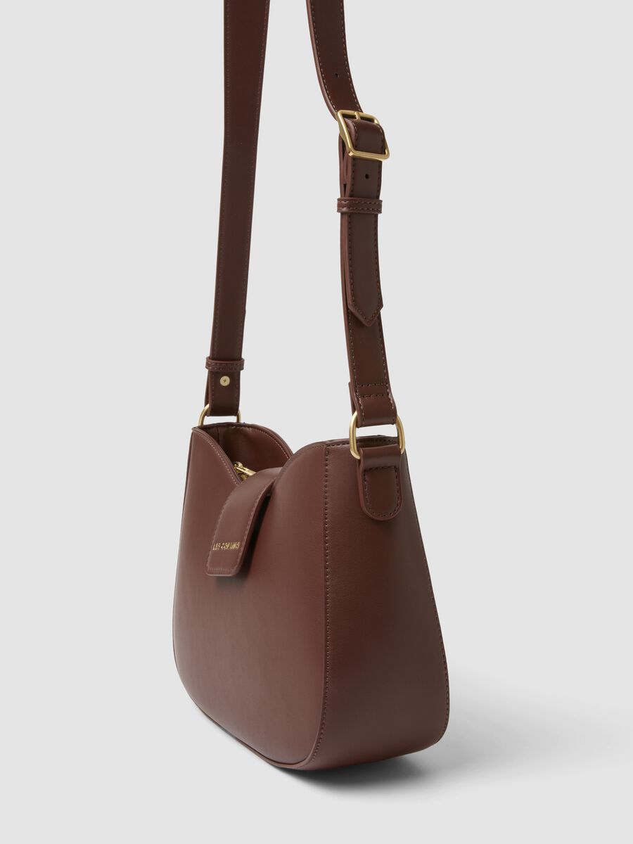 Brown shoulder bag with flap and adjustable strap_2