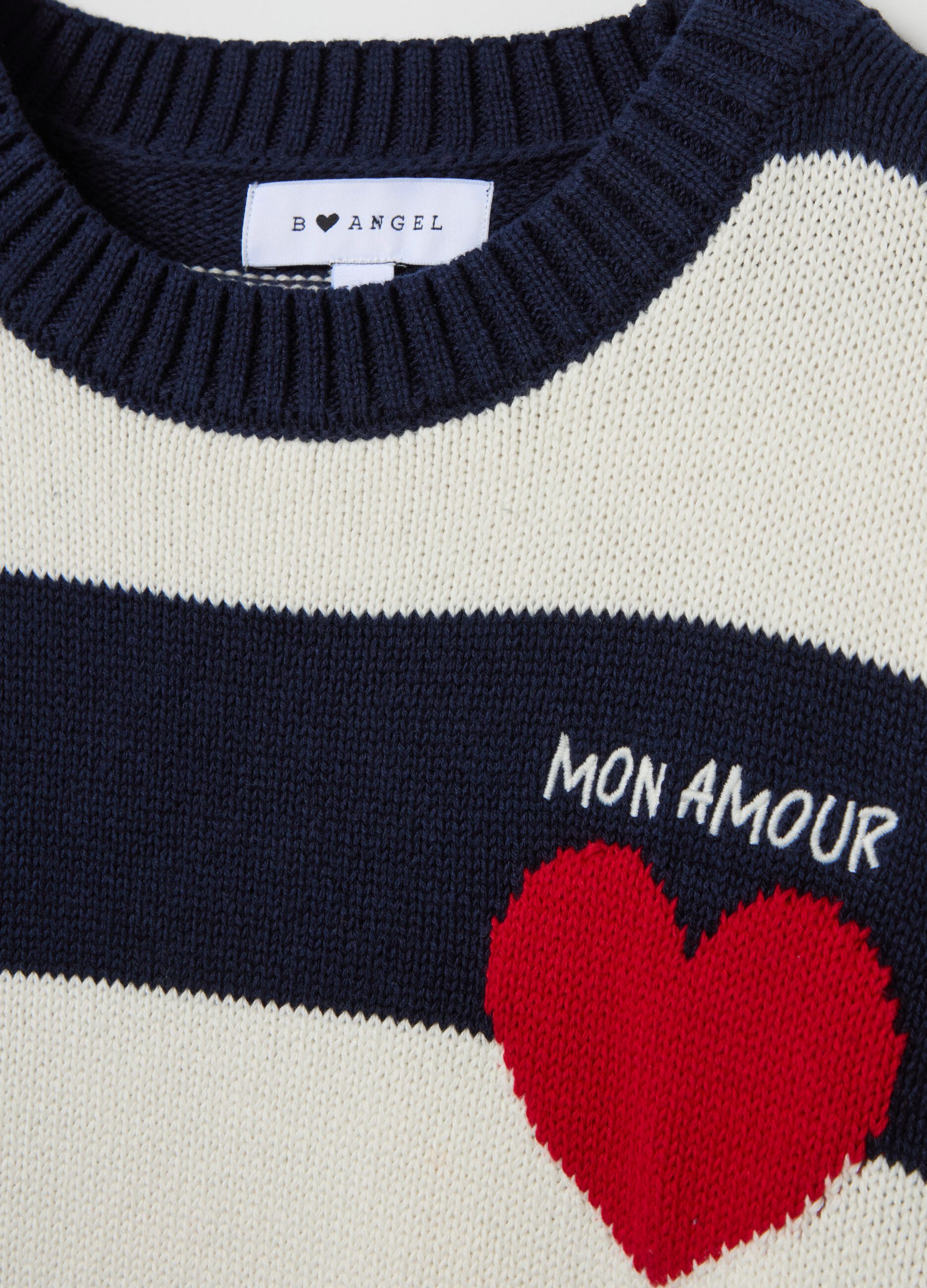 Striped pullover with embroidery