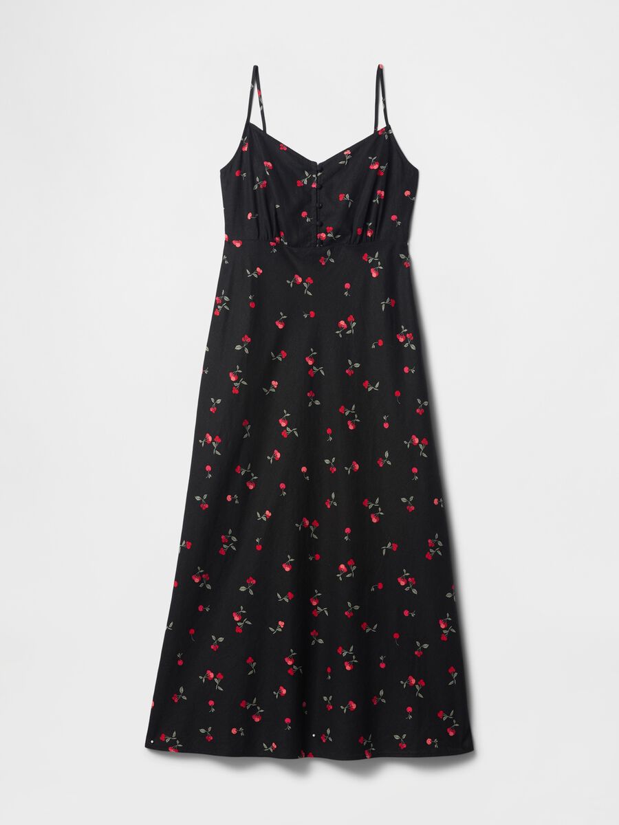 Black Long Dress with Floral Print_5