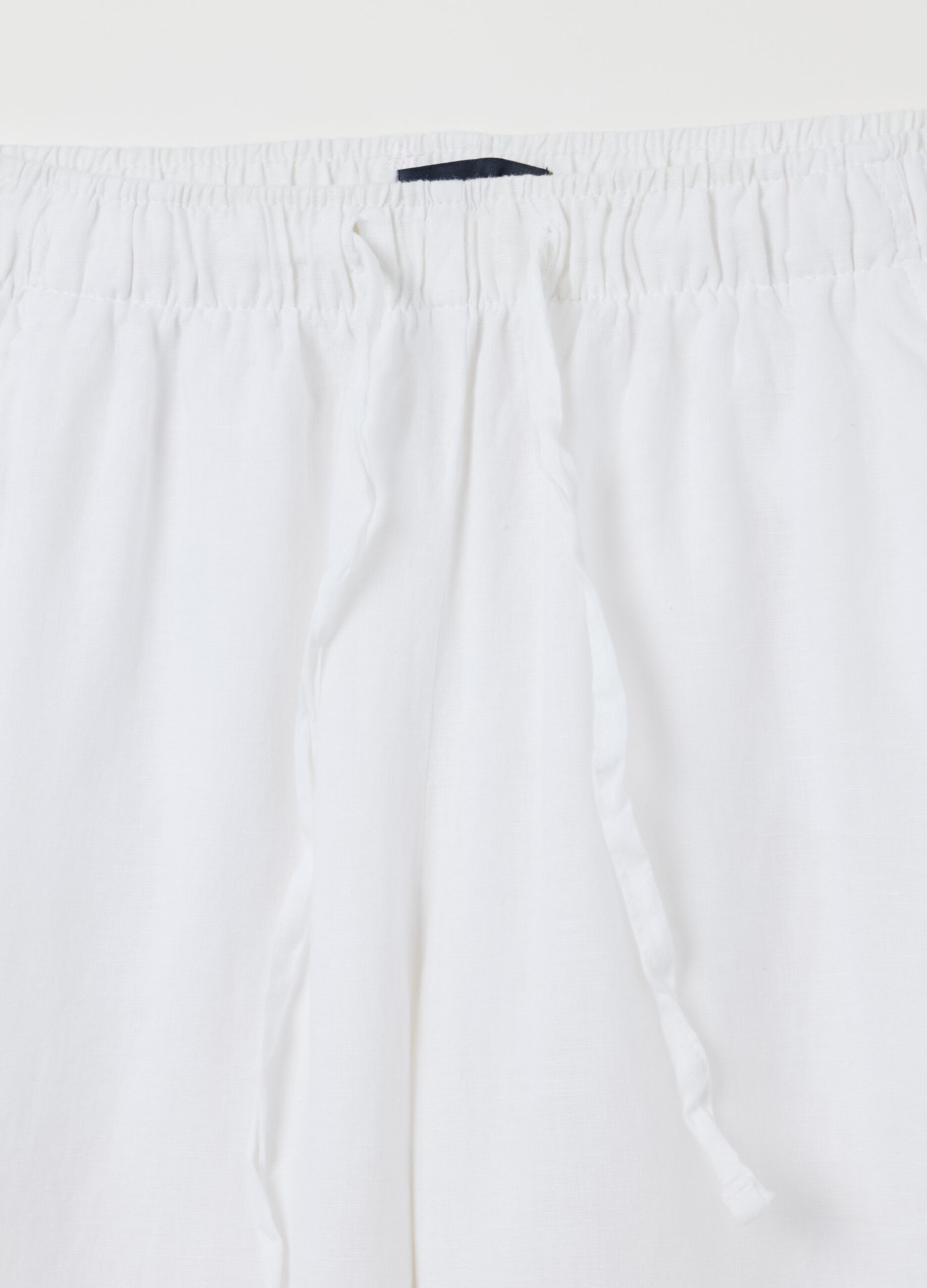 White wide-leg fluid trousers in linen