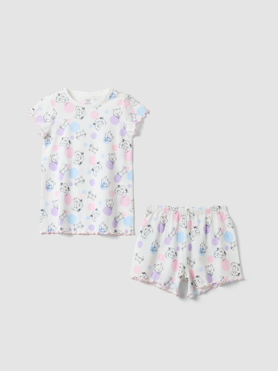White organic cotton girls&rsquo; pyjamas with all-over print_0