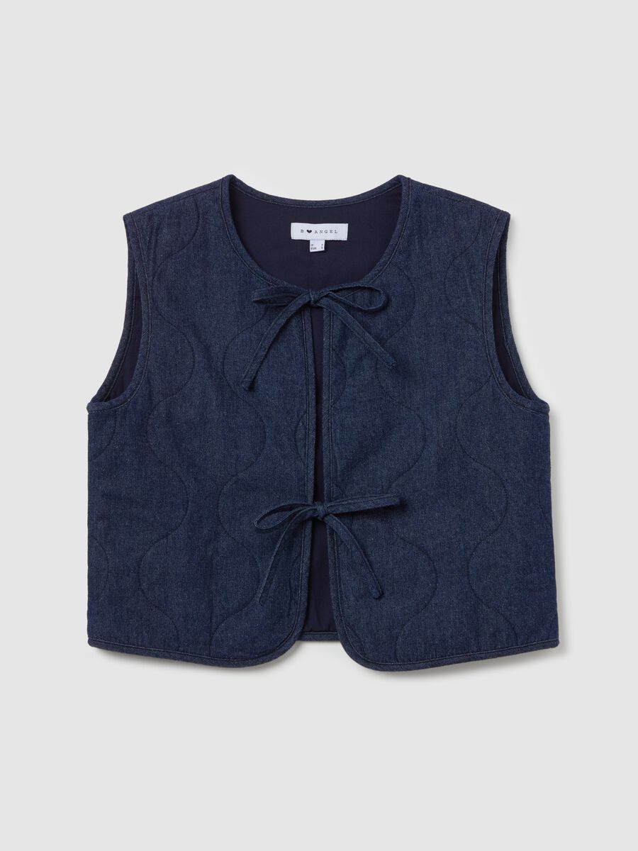 Padded gilet in denim with laces_4