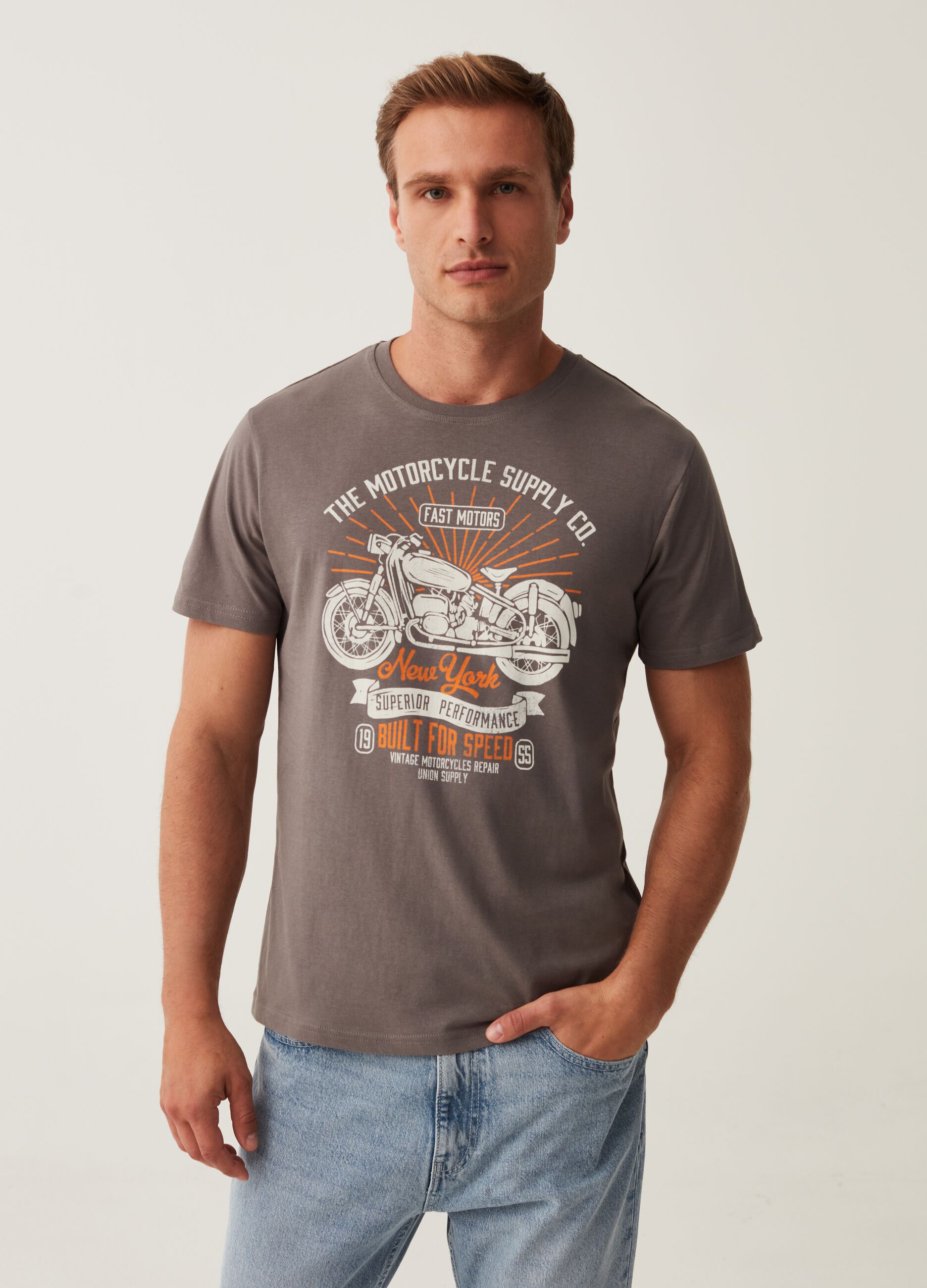 T-shirt in cotone con stampa_0