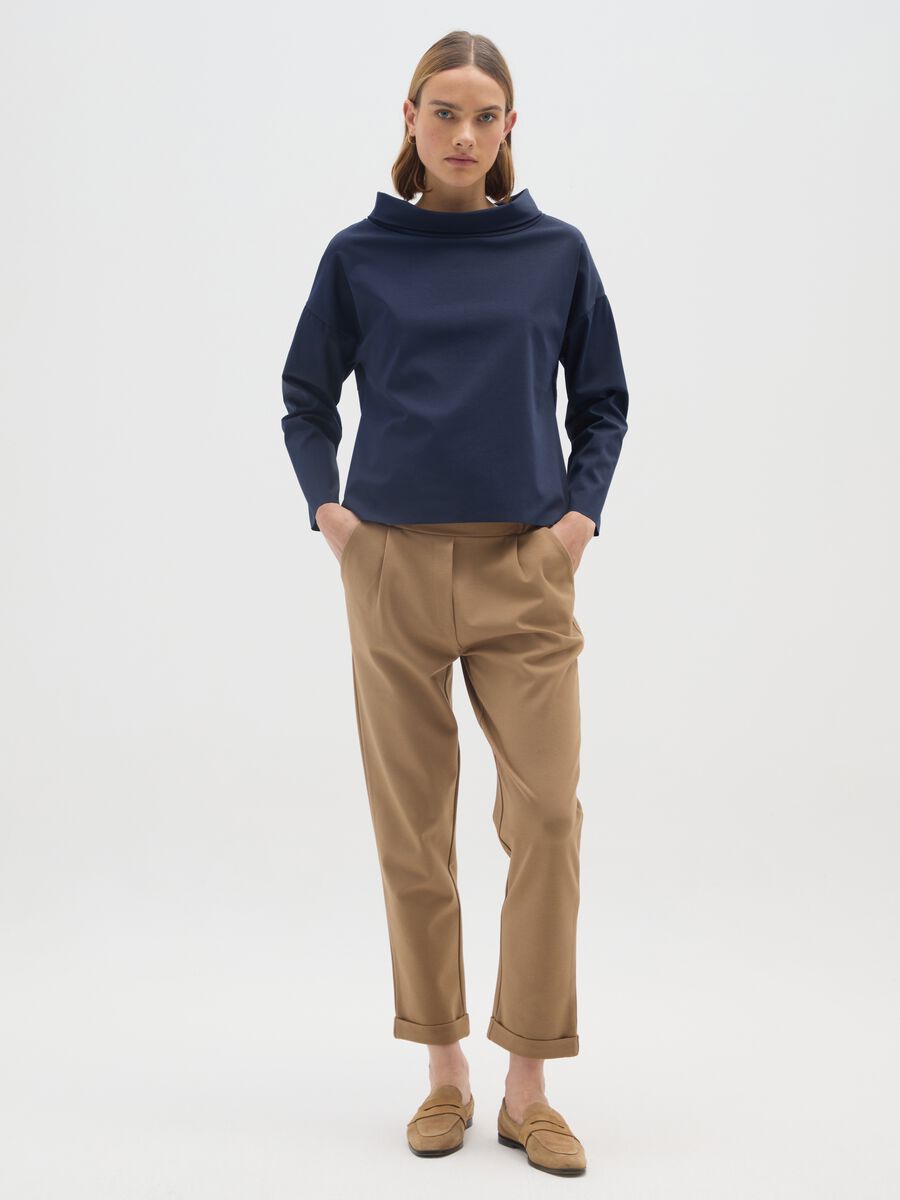 Blue stretch cotton shirt regular fit_1