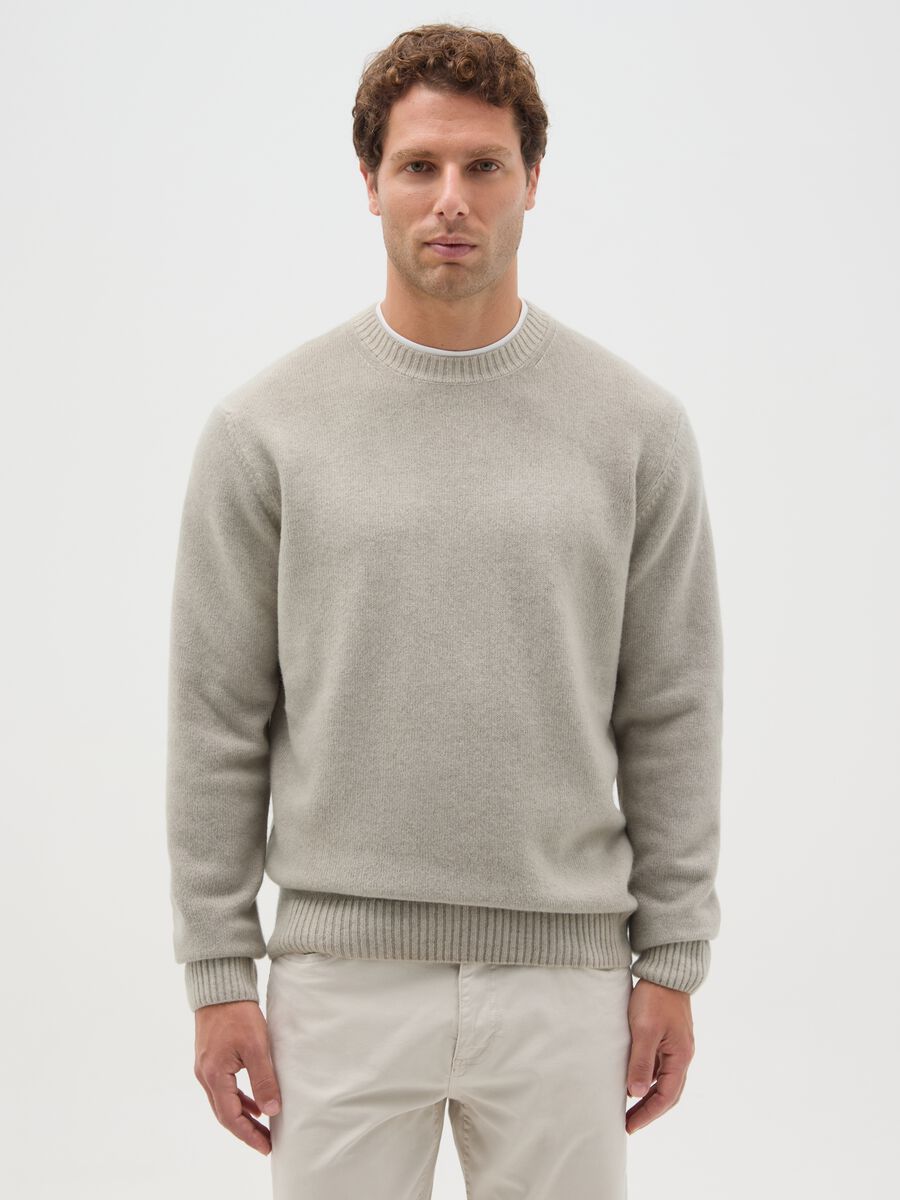Regular fit blue-grey wool blend sweater_0