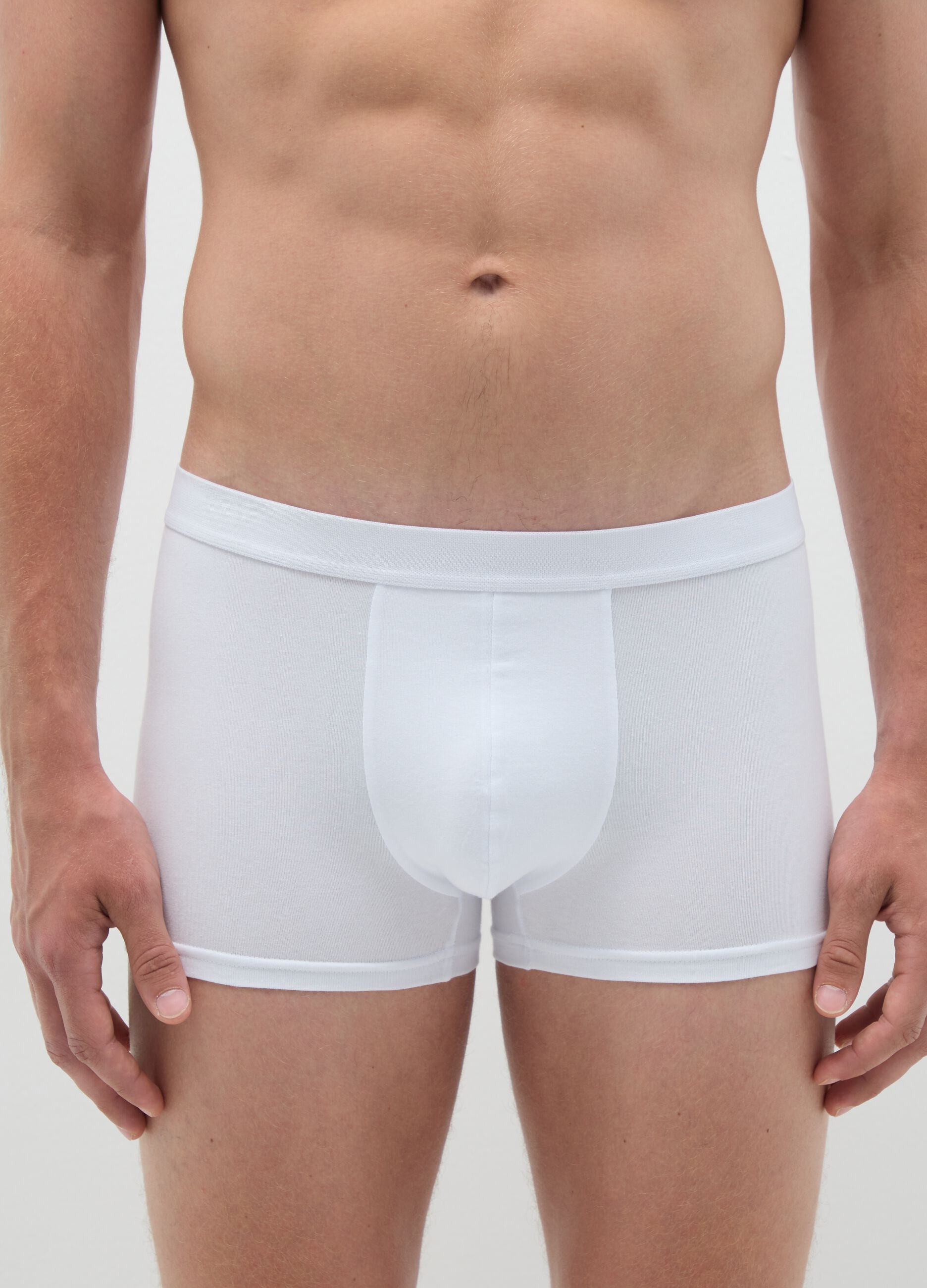 Set of three white stretch cotton regular fit boxer shorts