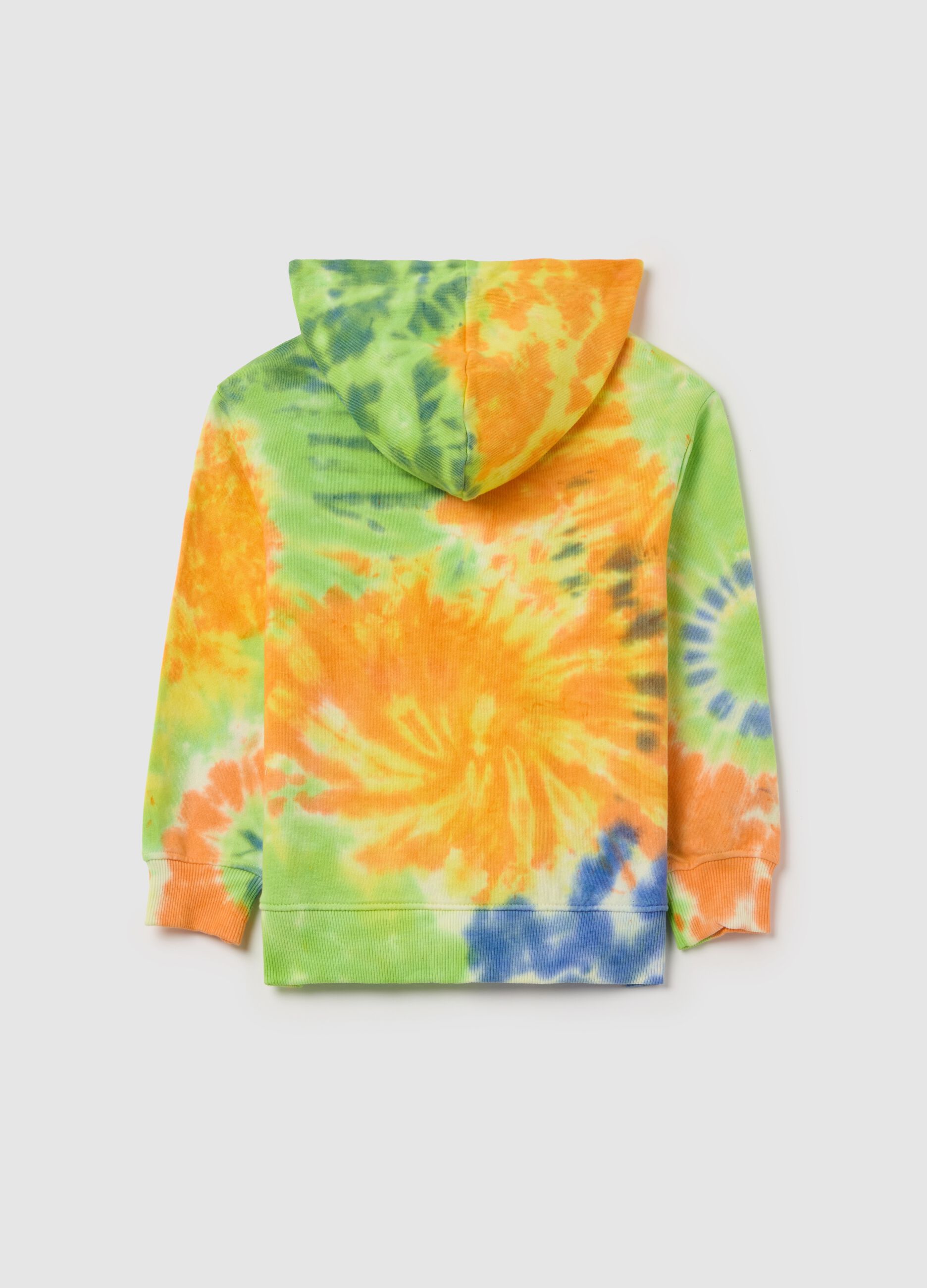 Tie-dye sweatshirt with hood and monster embroidery