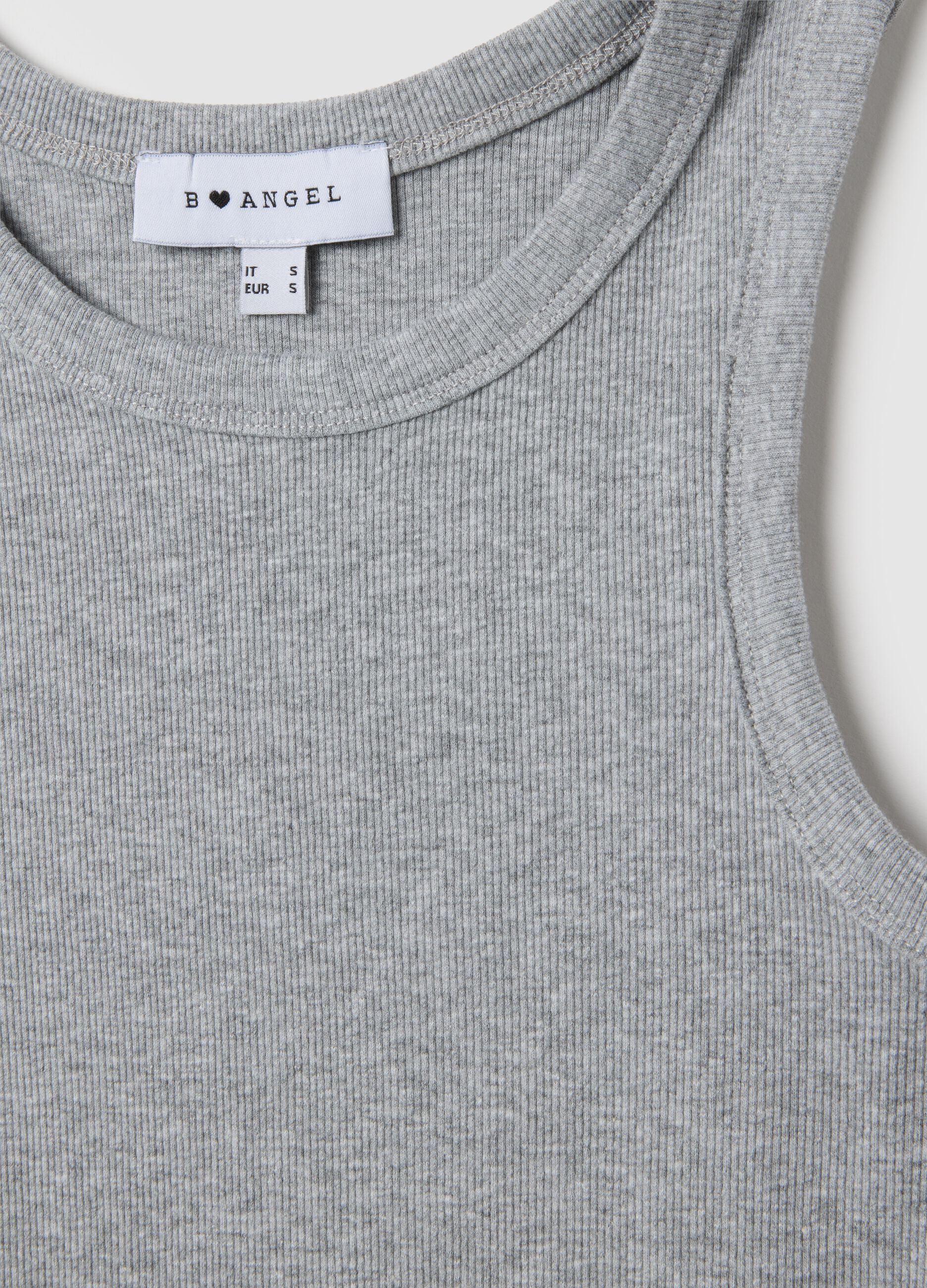 Canotta da donna in misto cotone grigia fitted