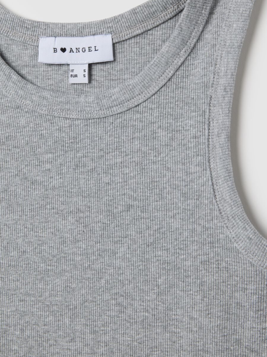 Women's fitted grey cotton blend vest_1