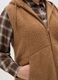 Brown regular fit gilet with zip and hood_3
