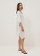 White cotton-viscose blend V-neck kaftan_1