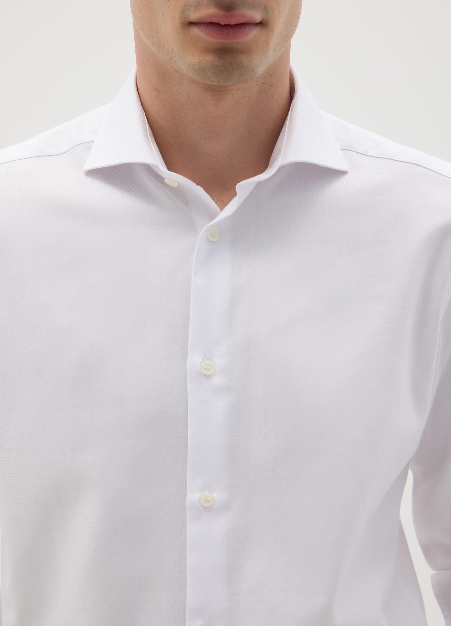 Men's white slim fit pure cotton shirt, easy iron