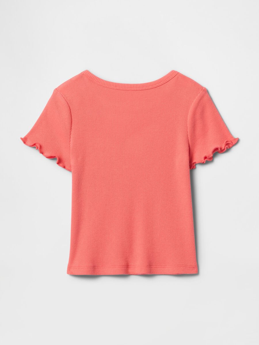 Pink cropped t-shirt with ruffle sleeves_1