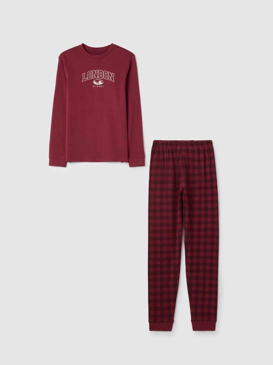Pigiama da ragazzo in puro cotone rosso regular fit_0