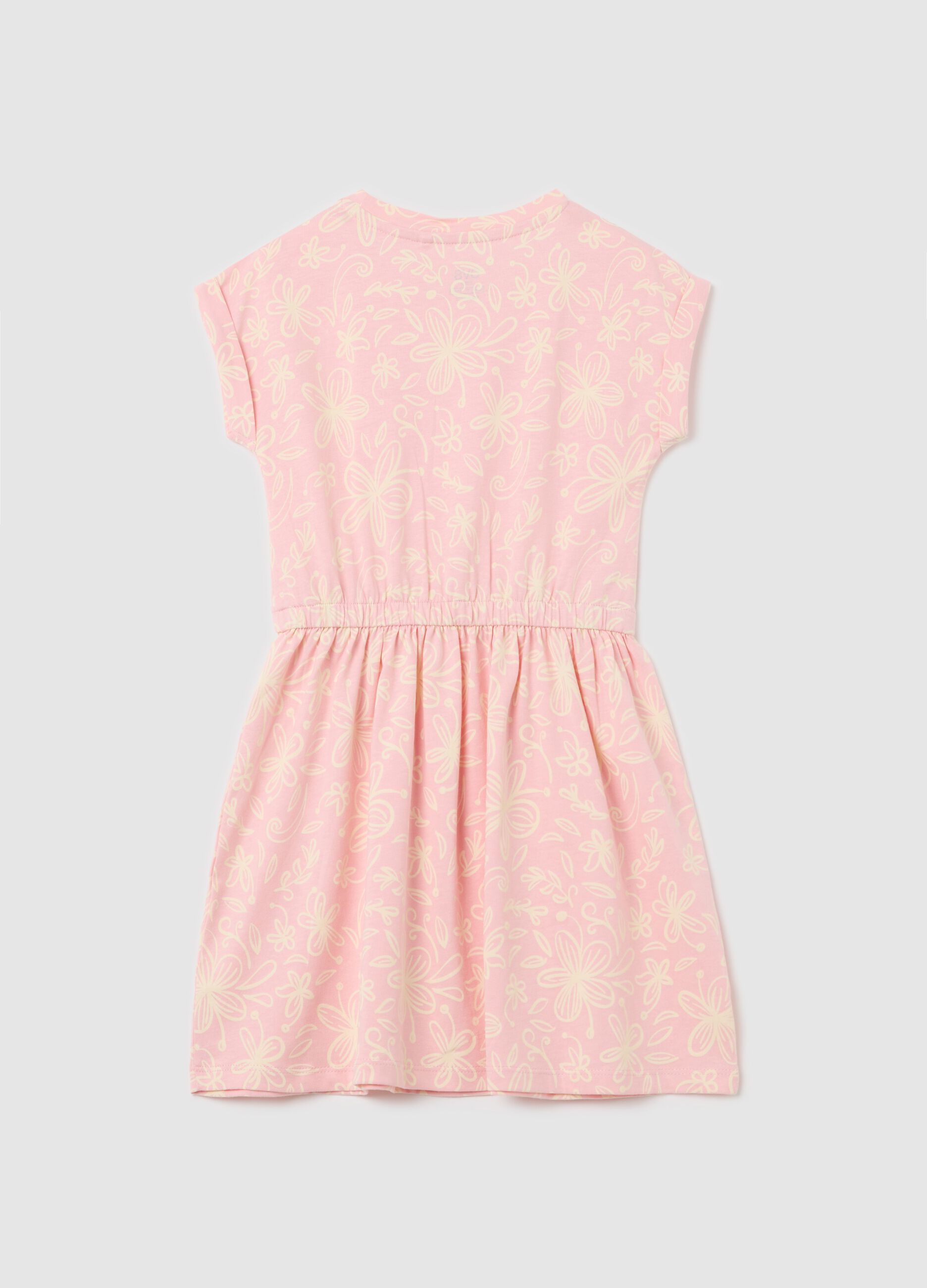 Abito senza maniche rosa con motivi floreali