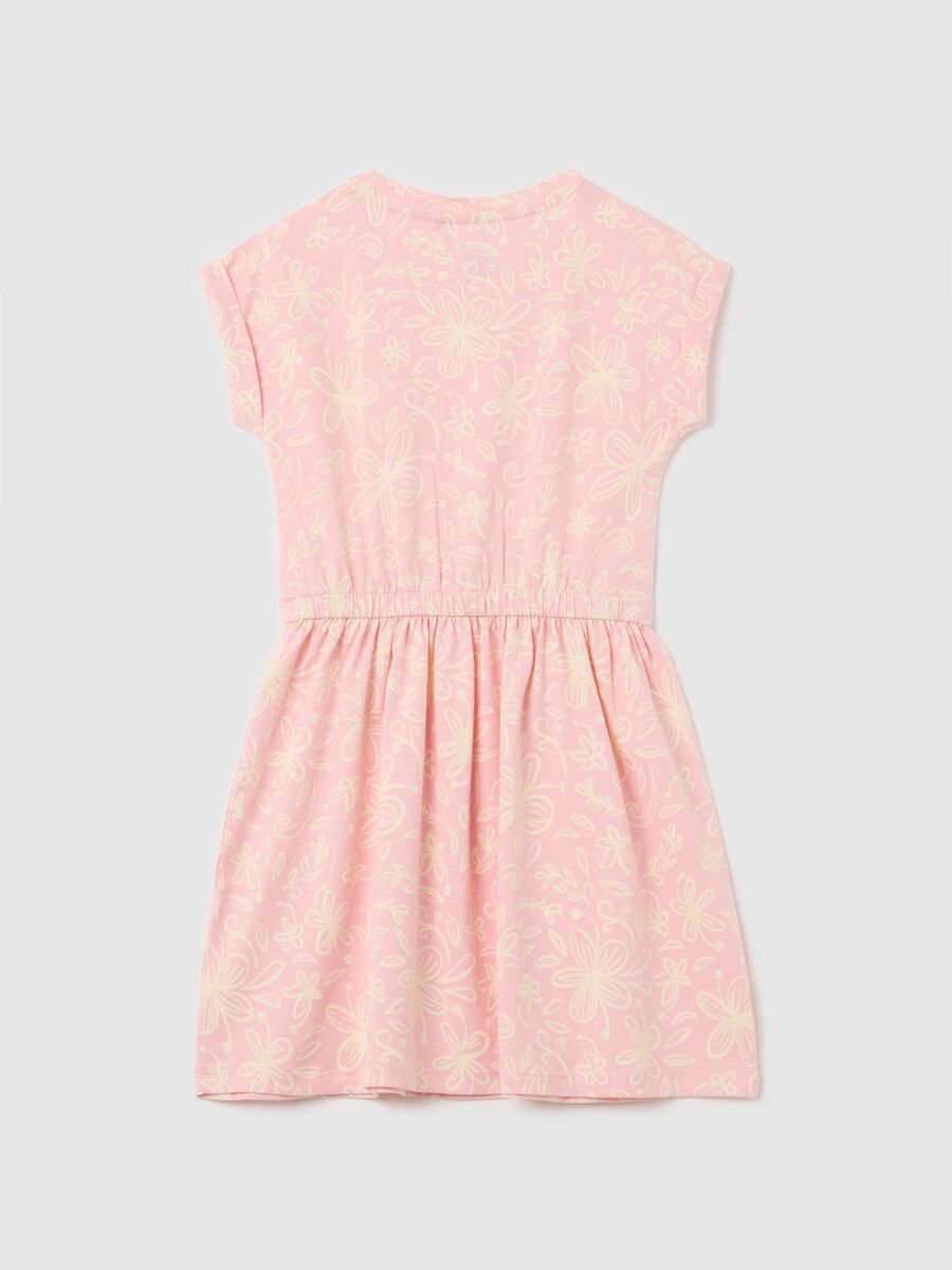 Pink sleeveless dress with floral motifs_1