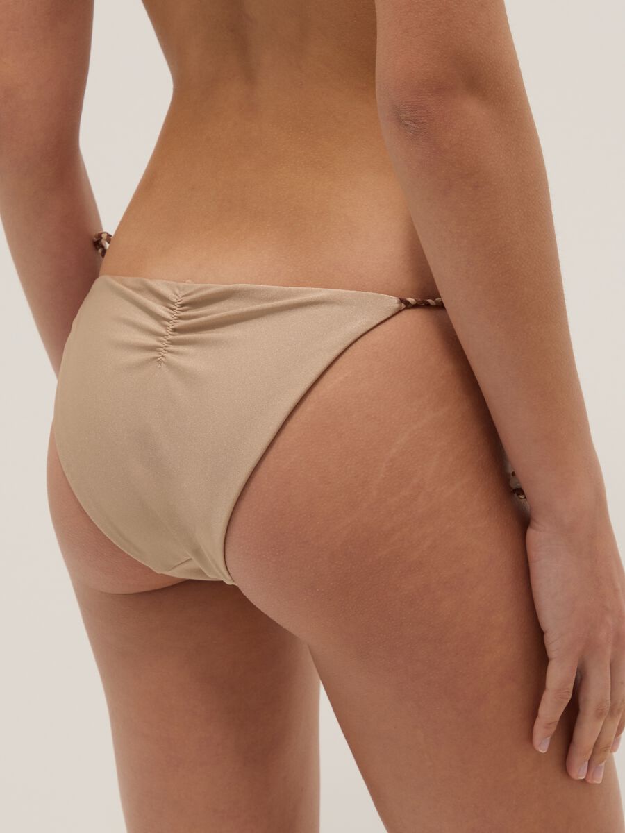 Beige tie-side bikini bottoms in stretch fabric_2