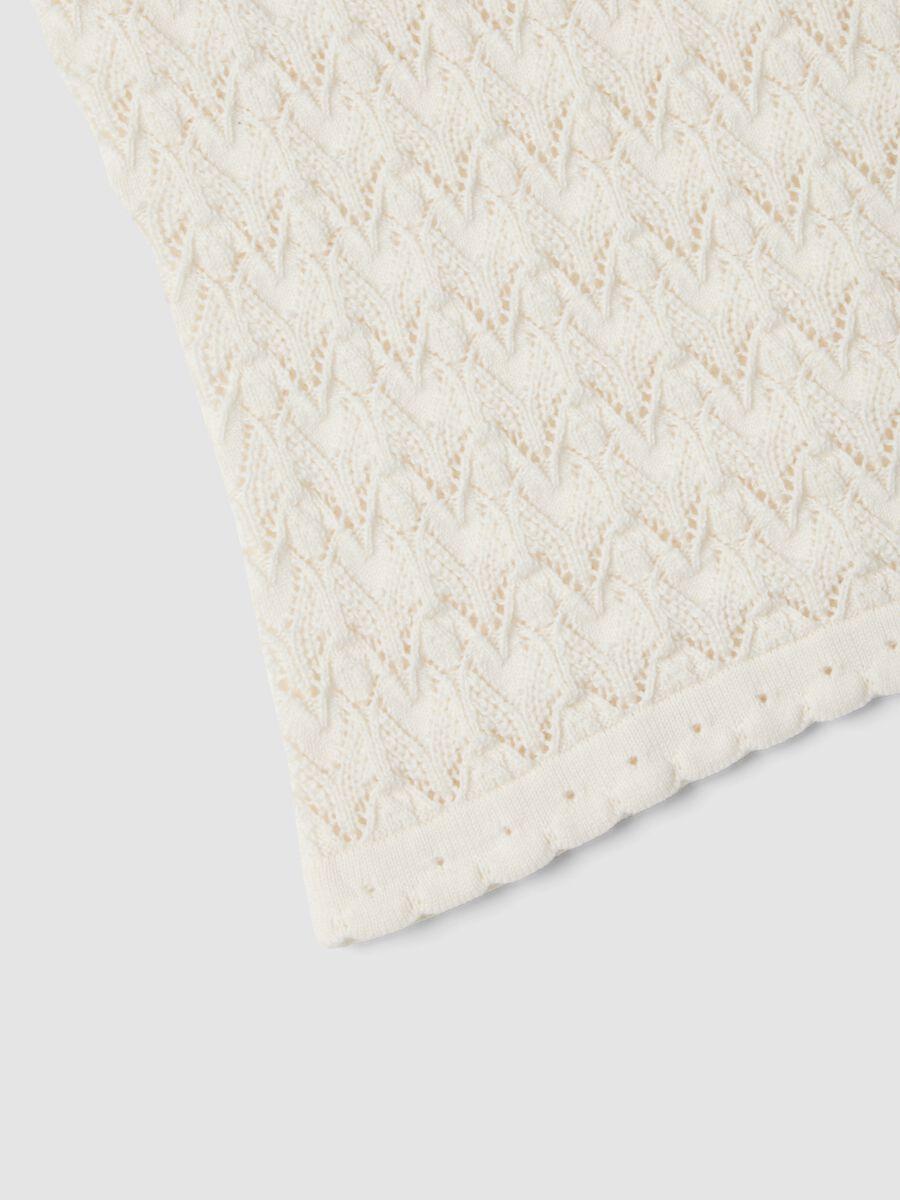 White pure cotton bandeau top with openwork knit_1
