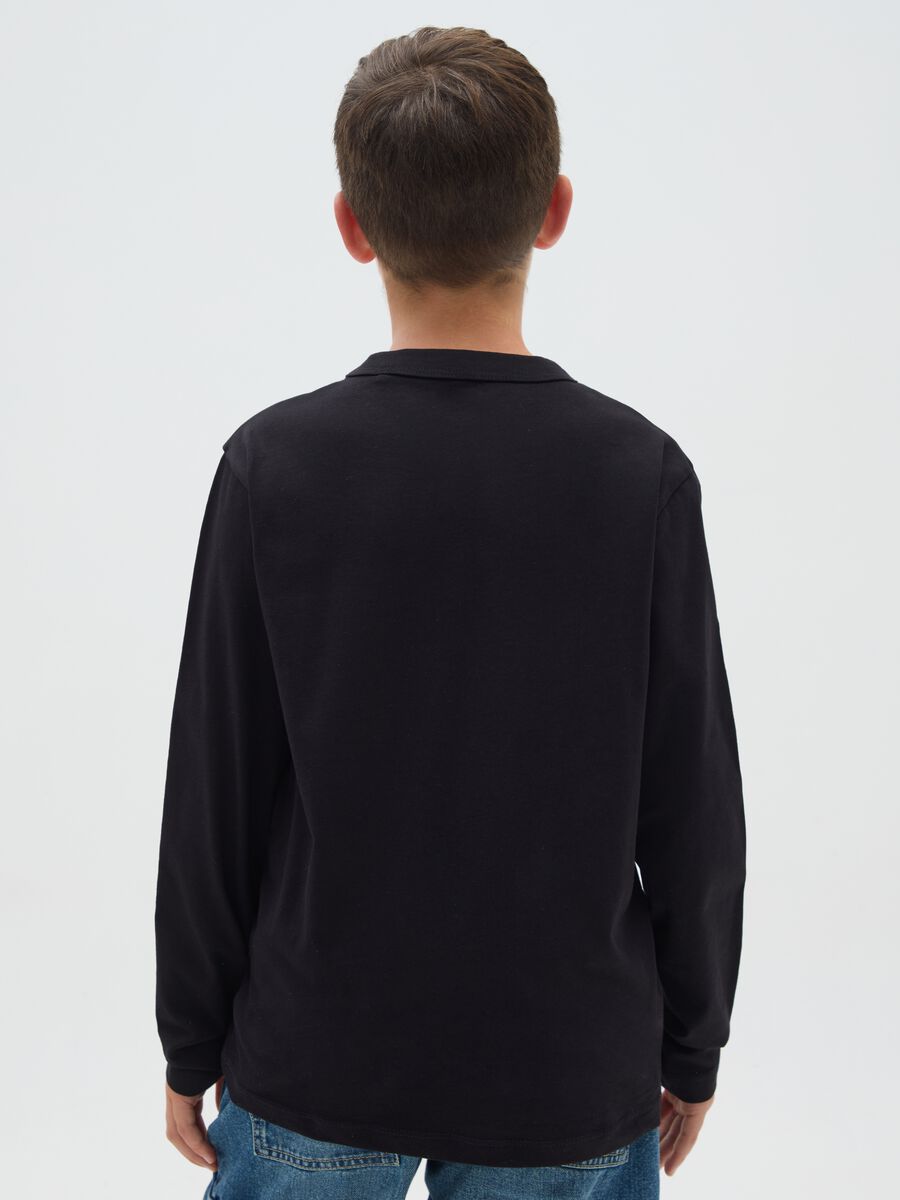 Boy's regular fit black pure cotton T-shirt_1