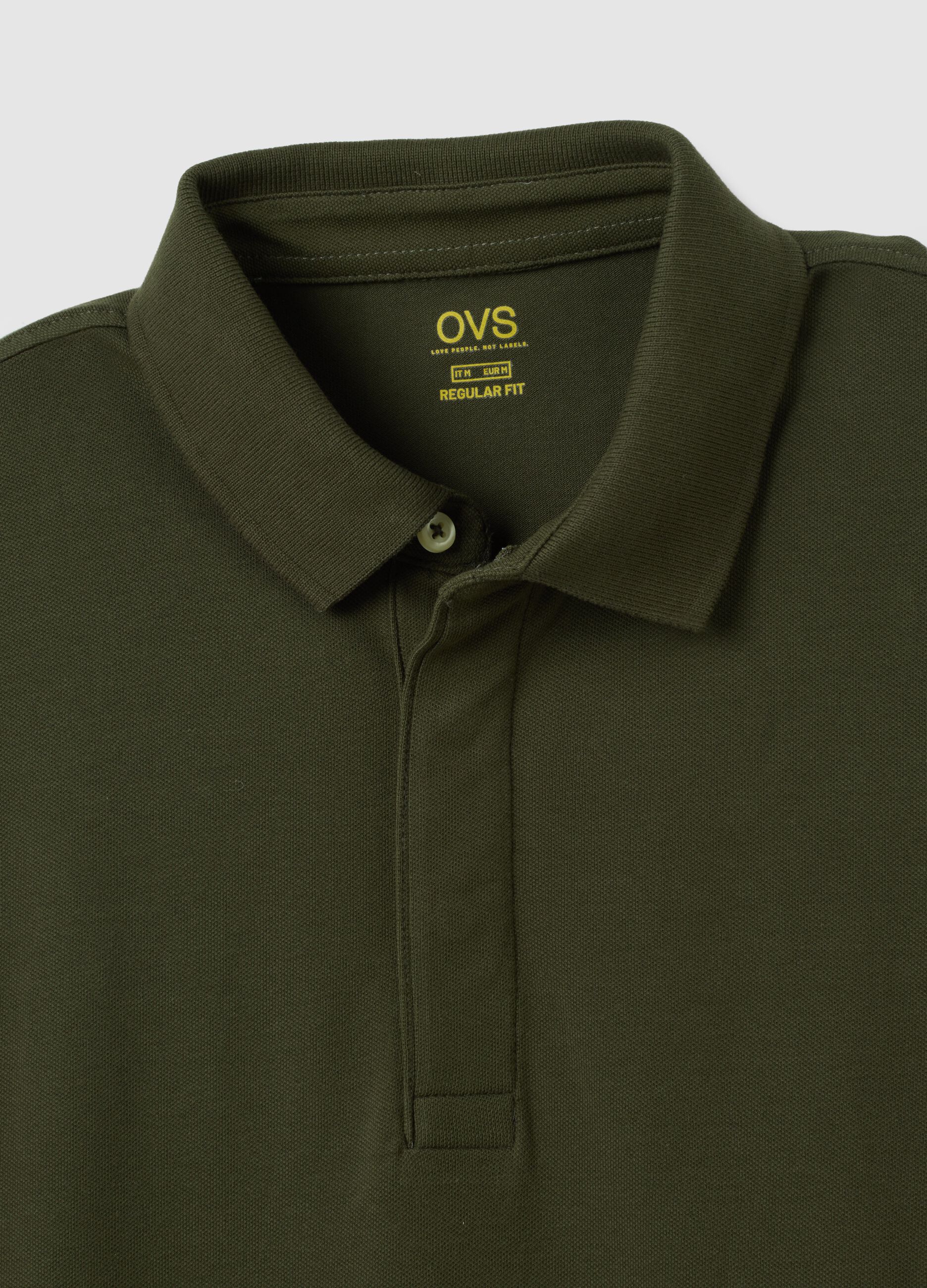 Polo in cotone elasticizzato verde regular fit