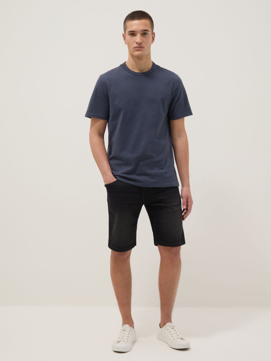 Blue pure cotton short sleeve regular fit T-shirt_1