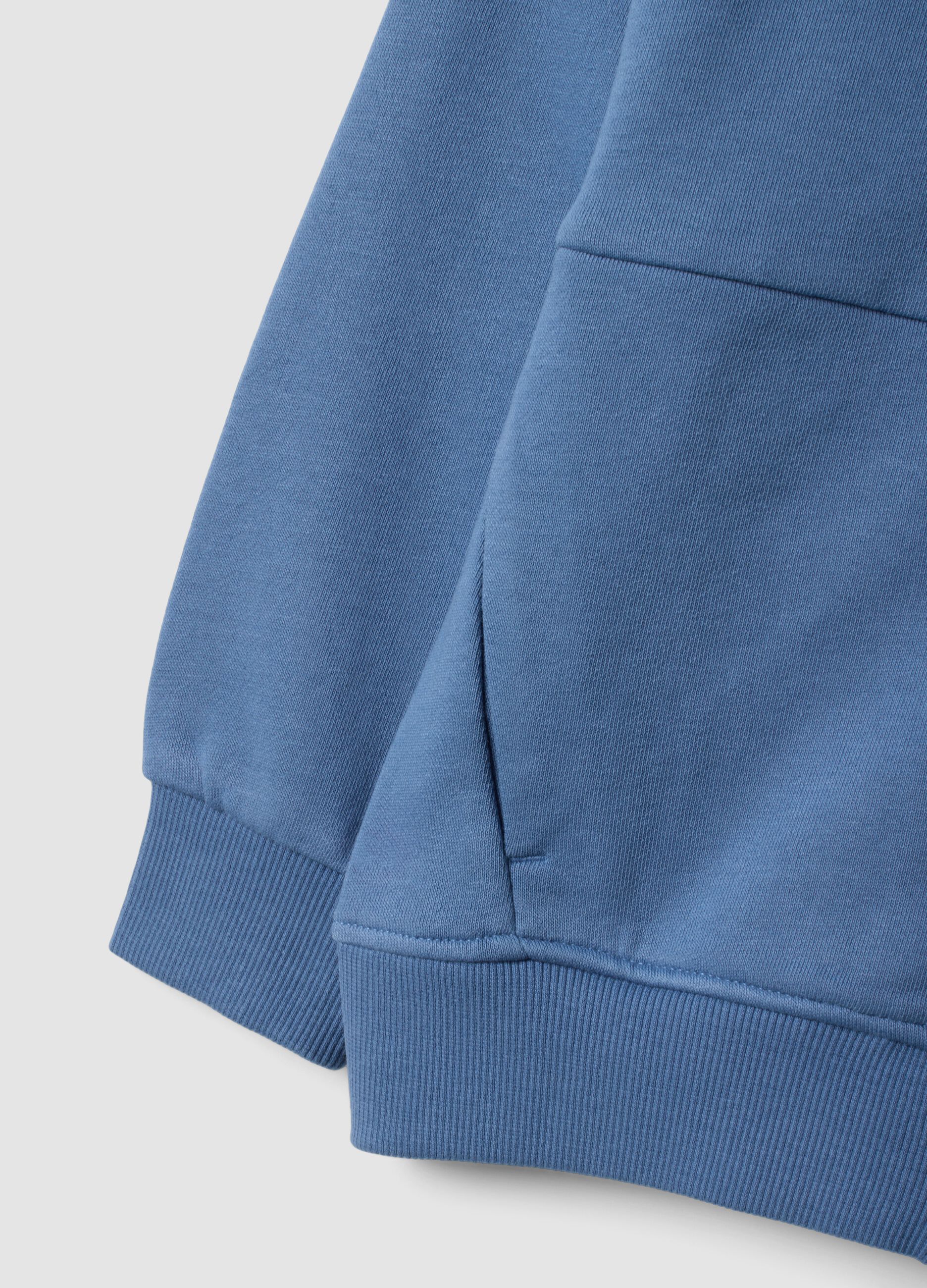 Blue organic cotton hooded sweatshirt with oversized fit for boys