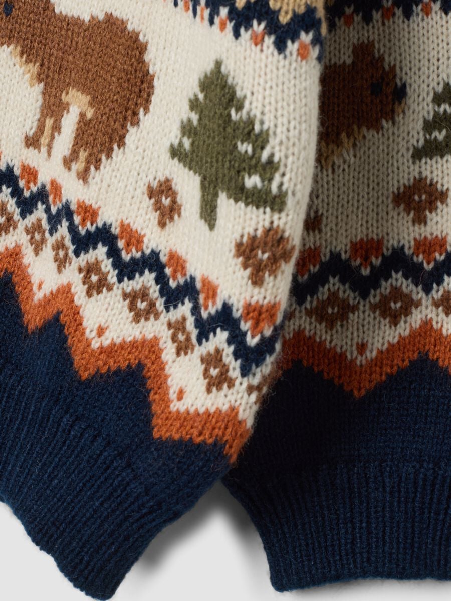 Navy and ivory jacquard wool-blend crew-neck jumper_2