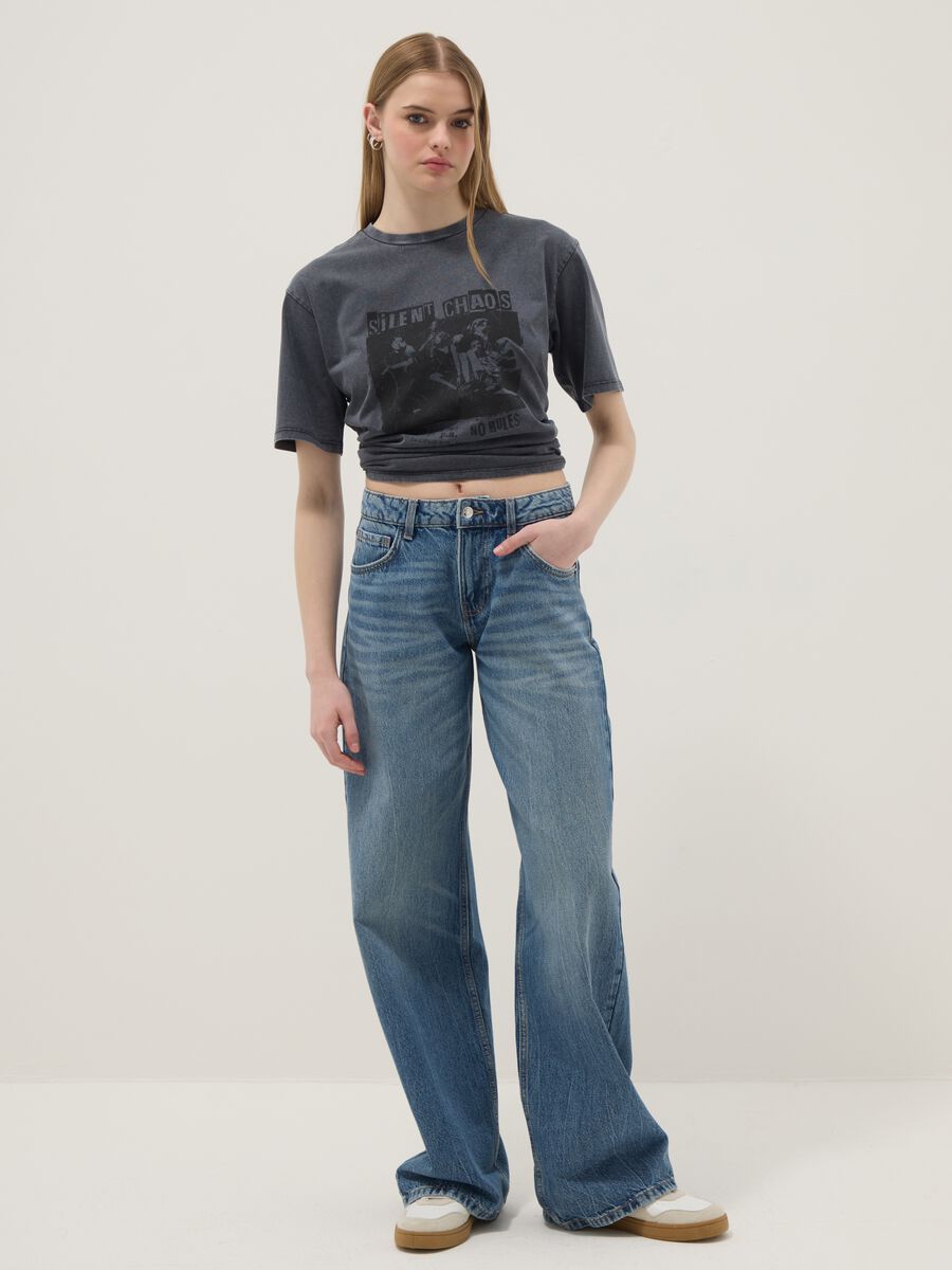 T-shirt in puro cotone grigia relaxed fit con stampa_2