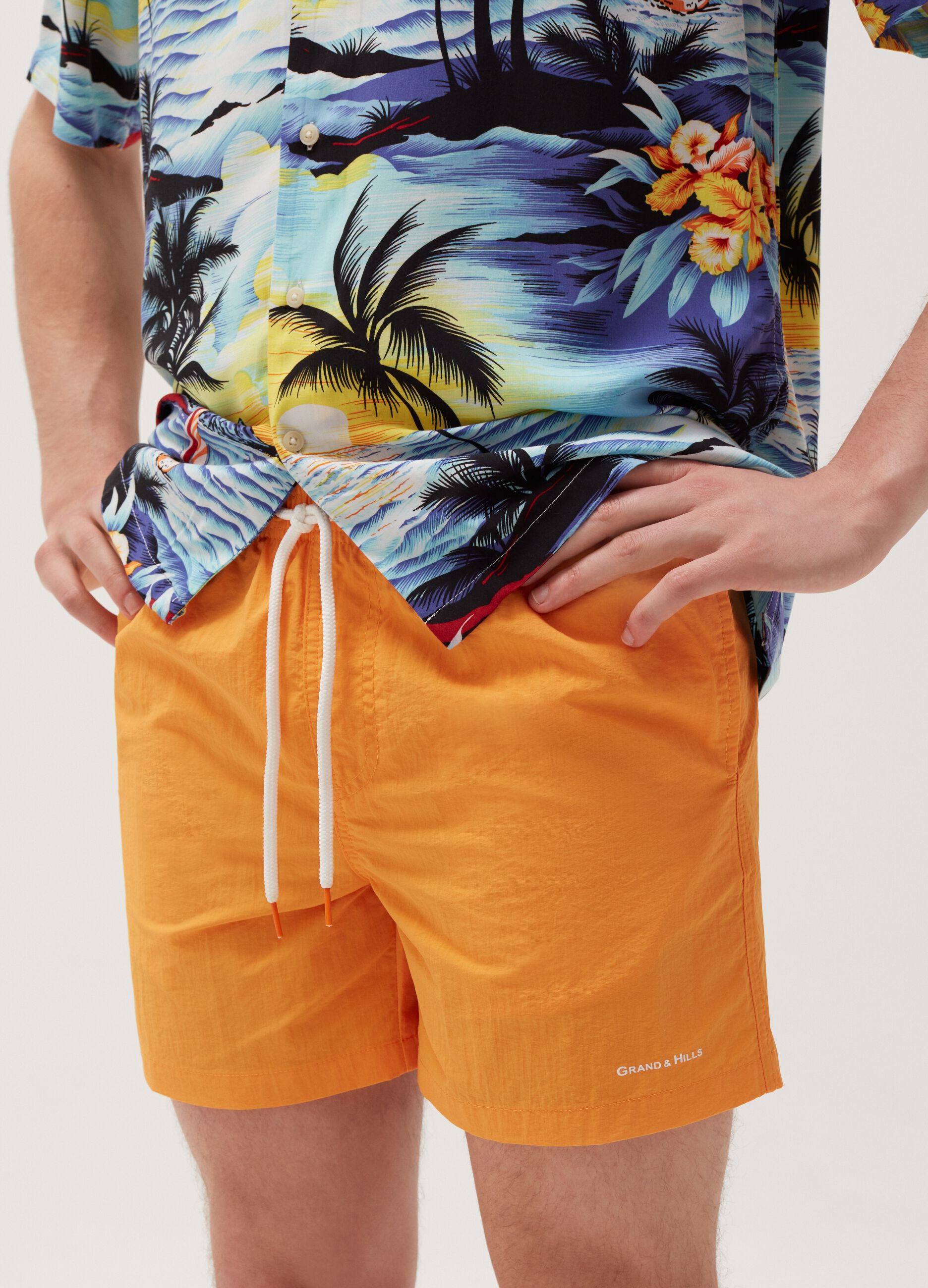 Swimming trunks with logo print