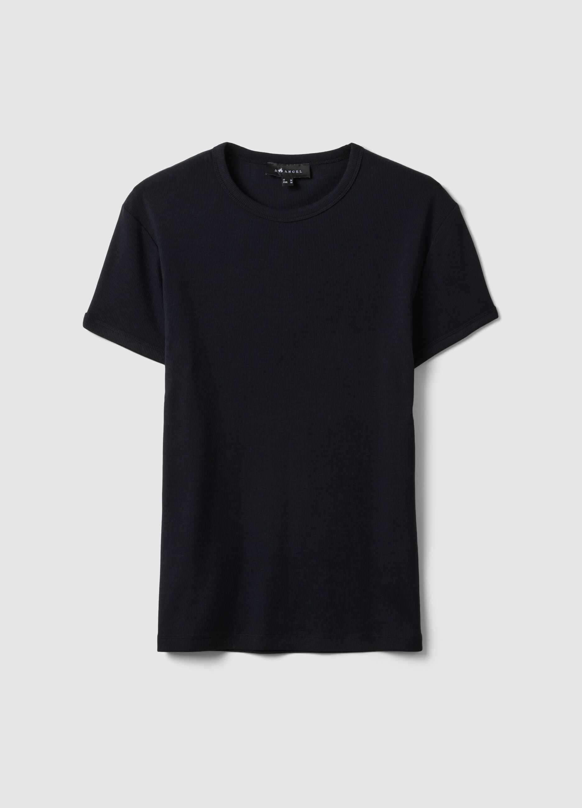 T-shirt in cotone elasticizzato nero slim fit