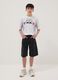 Boy's black cotton blend skater fit shorts_0