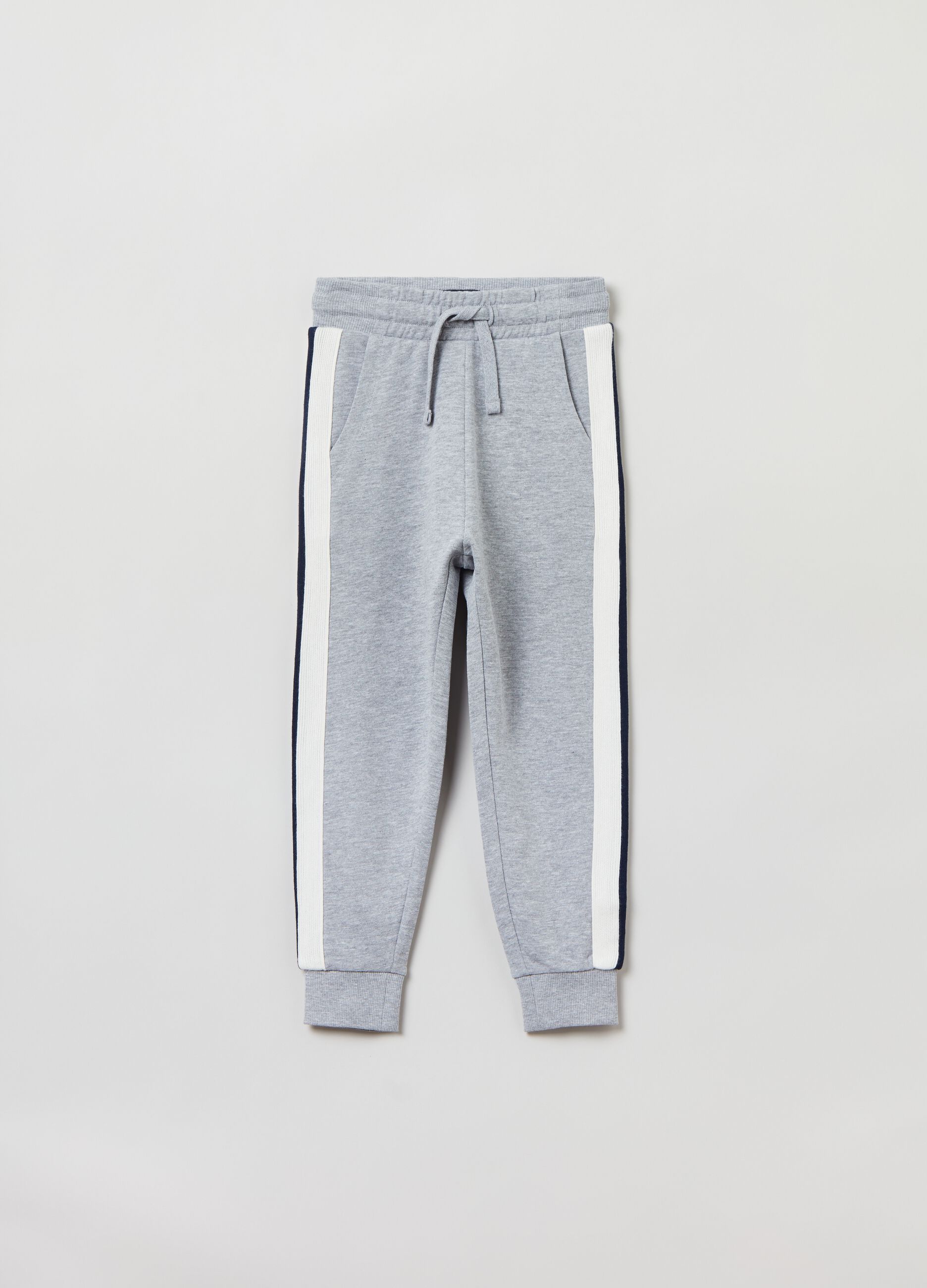 Joggers con coulisse e bande a contrasto_0