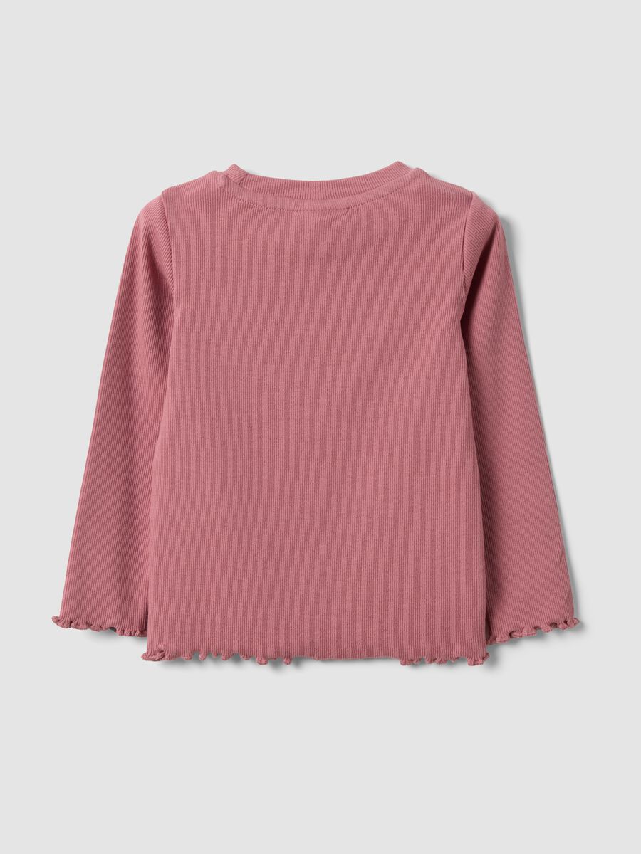 Pink slim-fit ribbed stretch-cotton T-shirt for baby girl_1