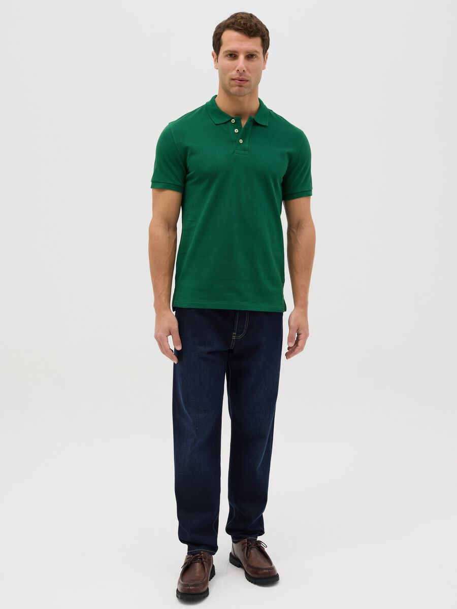 Green short sleeve cotton polo_1