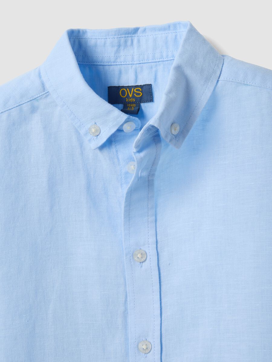 Light blue linen and cotton blend boys&rsquo; shirt, regular fit_2