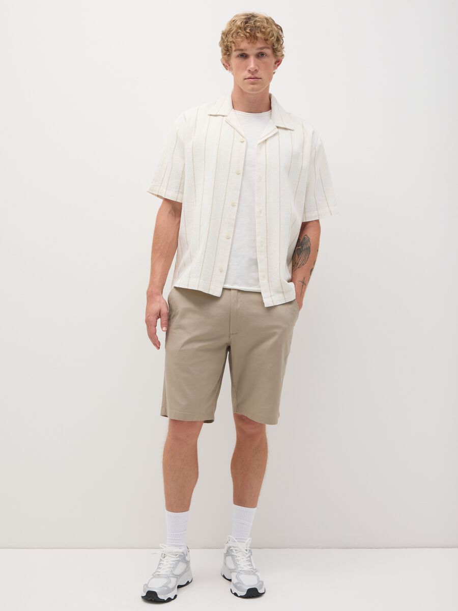 Men's beige cotton regular fit shorts_0