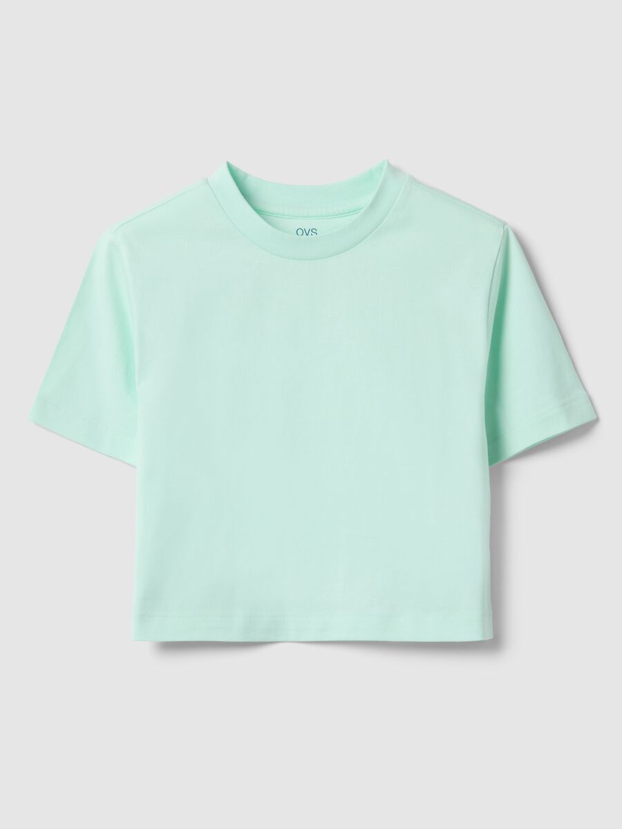 T-shirt in puro cotone verde da ragazza boxy fit_0