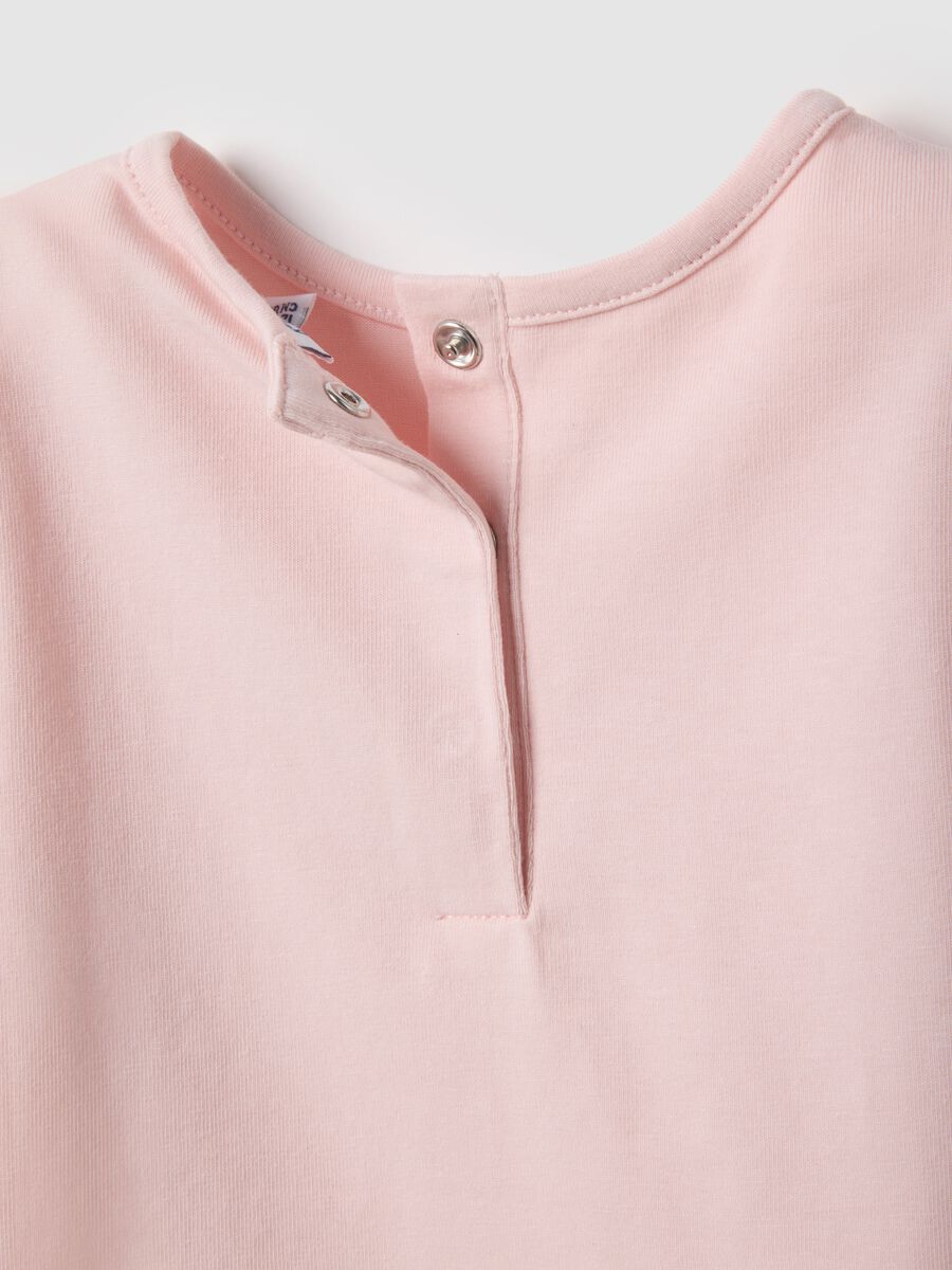 Pink Long Sleeve Cotton Stretch T-shirt with Bow Accent_3