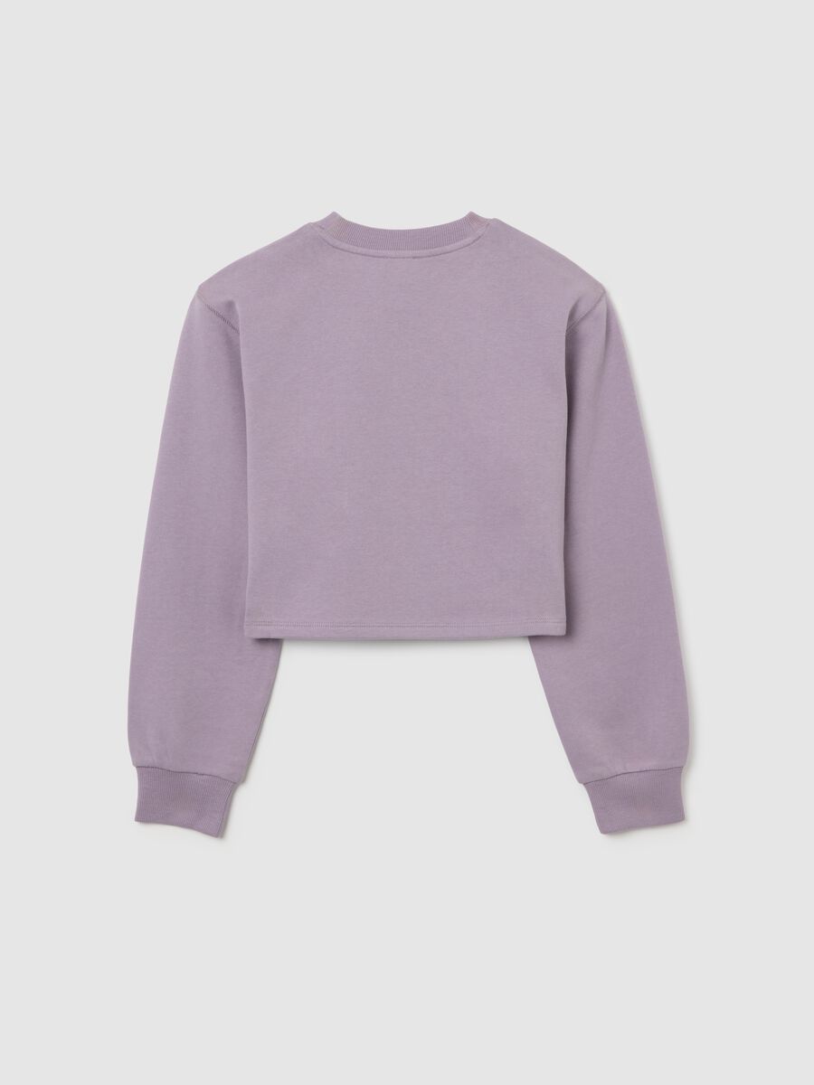 Girls' purple cotton sweatshirt regular fit with round neckline_4