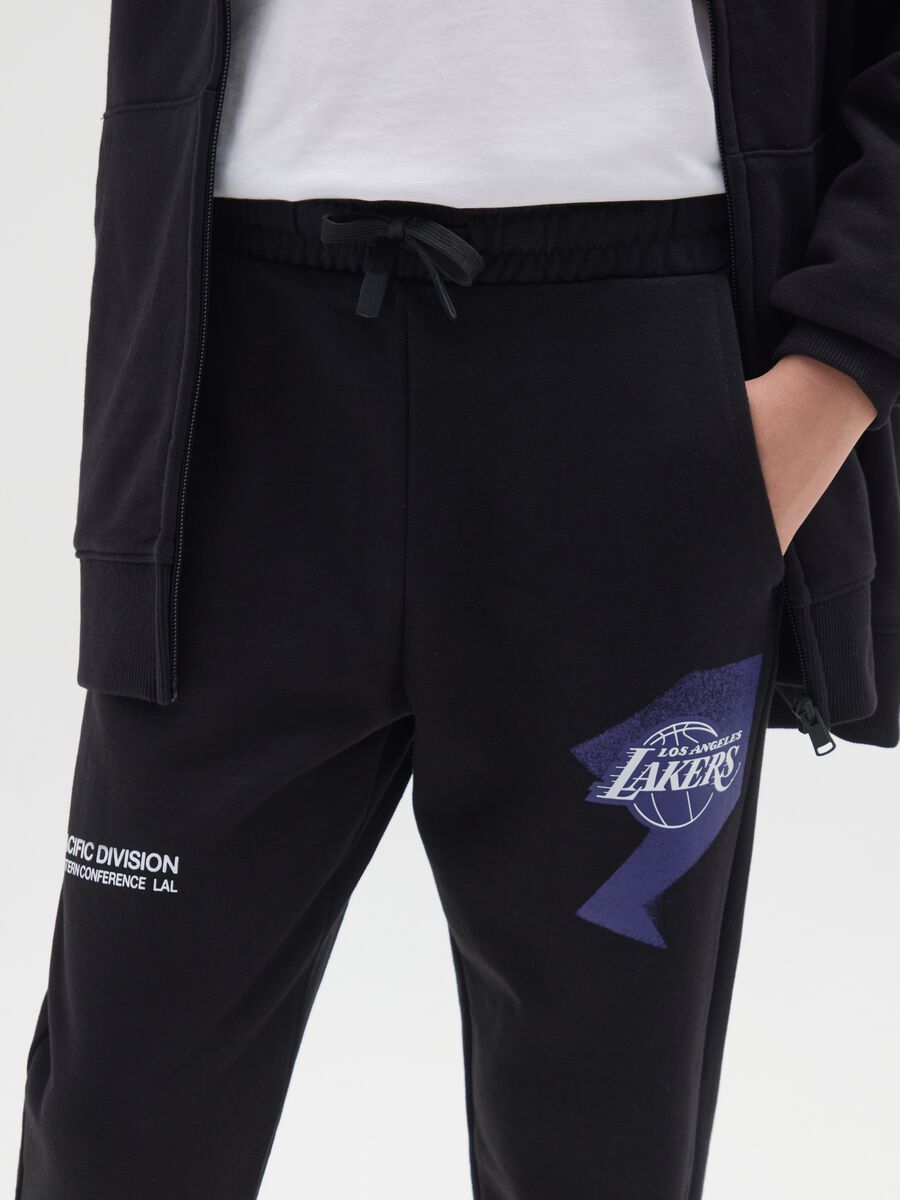 Black jogger trousers for boys in cotton and viscose_2