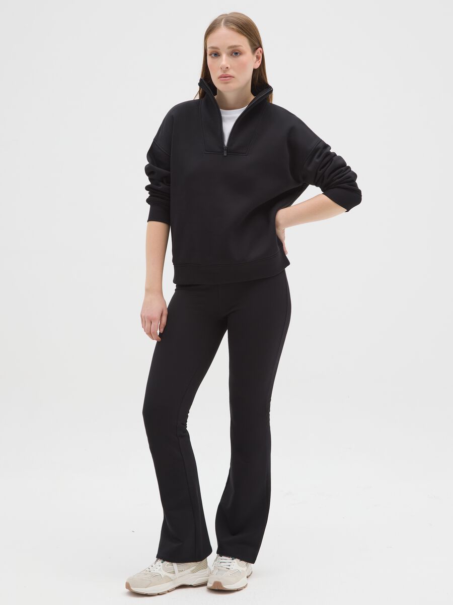 Leggings neri elasticizzati flare_0