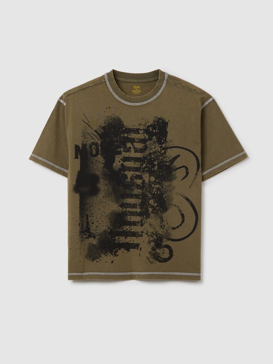 T-shirt da ragazzo in puro cotone multicolor regular fit con grafiche_0